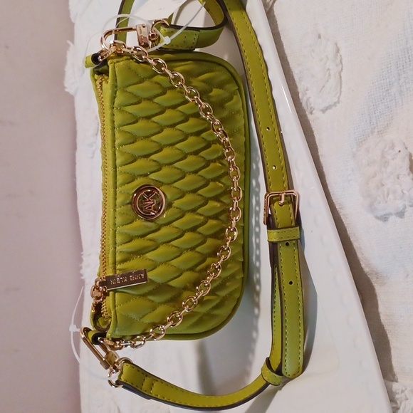 Anne Klein Tropic Chartreuse Mini Quilted Crossbody Bag ⚜️ 👑 ⚜️ - Picture 11 of 13